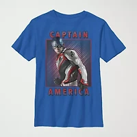 Little & Big Boys Marvel Captain America Crew Neck Short Sleeve Graphic T-Shirt