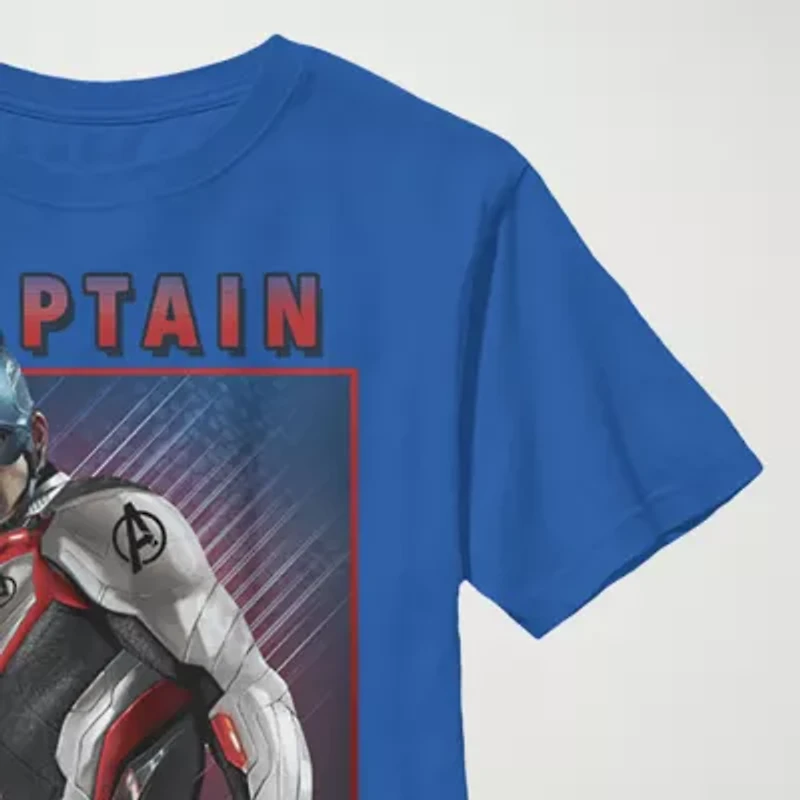 Little & Big Boys Marvel Captain America Crew Neck Short Sleeve Graphic T-Shirt