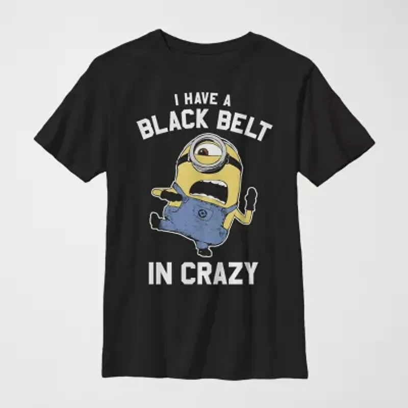 Little & Big Kid Boys Crew Neck Short Sleeve Regular Fit Minions Graphic T-Shirt