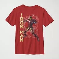 Little & Big Kid Boys Crew Neck Short Sleeve Regular Fit Iron Man Marvel Graphic T-Shirt