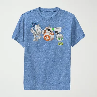 Big Kid Boys Crew Neck Short Sleeve Regular Fit Star Wars Graphic T-Shirt