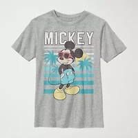 Disney Little & Big Kid Boys Crew Neck Short Sleeve Slim Fit Mickey Mouse Graphic T-Shirt