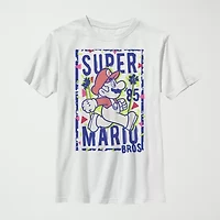 Little & Big Kid Boys Crew Neck Short Sleeve Slim Fit Super Mario Graphic T-Shirt
