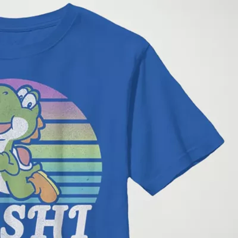 Little & Big Kid Boys Crew Neck Short Sleeve Slim Fit Super Mario Yoshi Graphic T-Shirt