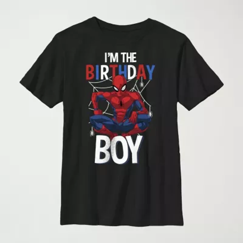 Little & Big Kid Boys Crew Neck Short Sleeve Regular Fit Spiderman Graphic T-Shirt