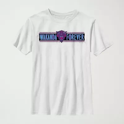 Little & Big Kid Boys Crew Neck Short Sleeve Regular Fit Black Panther Marvel Graphic T-Shirt