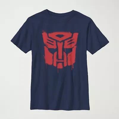 Drippy Autobot Little & Big Kid Boys Crew Neck Short Sleeve Slim Fit Transformers Graphic T-Shirt
