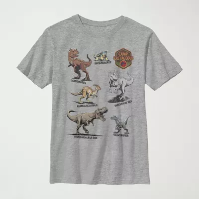 Little & Big Kid Boys Crew Neck Short Sleeve Slim Fit Jurassic World Graphic T-Shirt