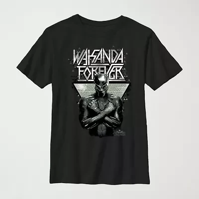 Little & Big Kid Boys Crew Neck Short Sleeve Slim Fit Black Panther Marvel Graphic T-Shirt