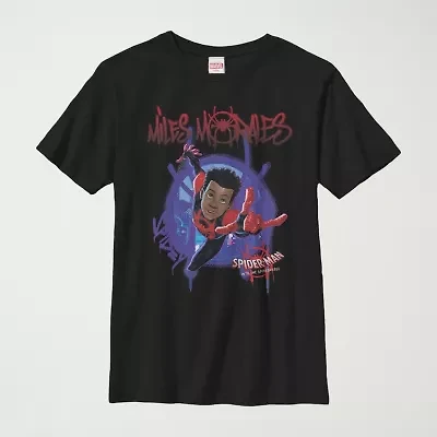 Miles Morales Little & Big Kid Boys Crew Neck Short Sleeve Slim Fit Spiderman Graphic T-Shirt