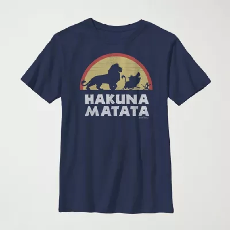 Little & Big Kid Boys Crew Neck Short Sleeve Slim Fit The Lion King Graphic T-Shirt