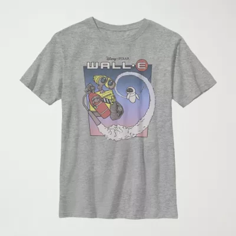 Little & Big Kid Boys Crew Neck Short Sleeve Slim Fit Wall-E Graphic T-Shirt