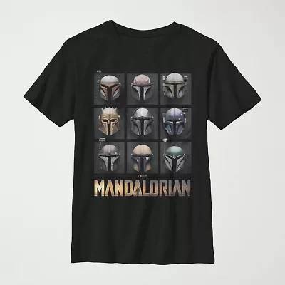 Mandalorian Little & Big Kid Boys Crew Neck Short Sleeve Slim Fit Star Wars Graphic T-Shirt