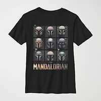 Mandalorian Little & Big Kid Boys Crew Neck Short Sleeve Slim Fit Star Wars Graphic T-Shirt