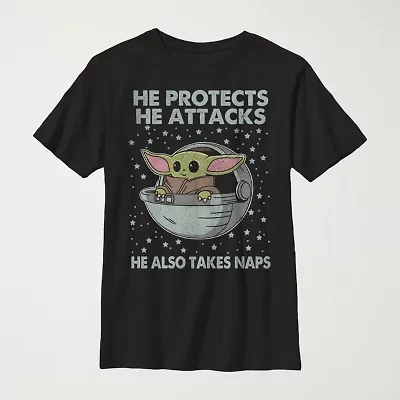 Little & Big Kid Boys Crew Neck Short Sleeve Slim Fit Star Wars Graphic T-Shirt