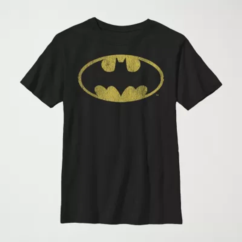 Little & Big Kid Boys Crew Neck Short Sleeve Slim Fit Batman Graphic T-Shirt