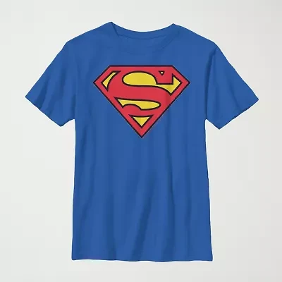 Little & Big Kid Boys Crew Neck Short Sleeve Slim Fit Superman Graphic T-Shirt