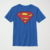 Little & Big Kid Boys Crew Neck Short Sleeve Slim Fit Superman Graphic T-Shirt
