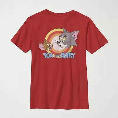 Little & Big Kid Boys Crew Neck Short Sleeve Slim Fit Tom and Jerry Graphic T-Shirt