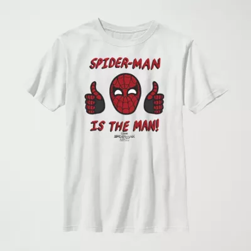 Little & Big Kid Boys Crew Neck Short Sleeve Slim Fit Spiderman Graphic T-Shirt