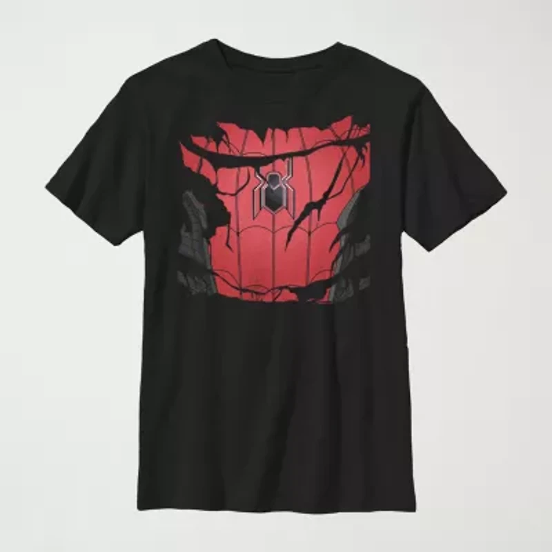 Little & Big Kid Boys Crew Neck Short Sleeve Slim Fit Spiderman Graphic T-Shirt
