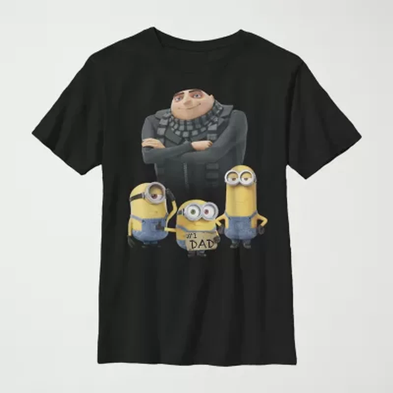 Little & Big Kid Boys Crew Neck Short Sleeve Regular Fit Despicable Me Minions Graphic T-Shirt