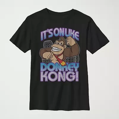 Little & Big Kid Boys Crew Neck Short Sleeve Regular Fit Donkey Kong Super Mario Graphic T-Shirt