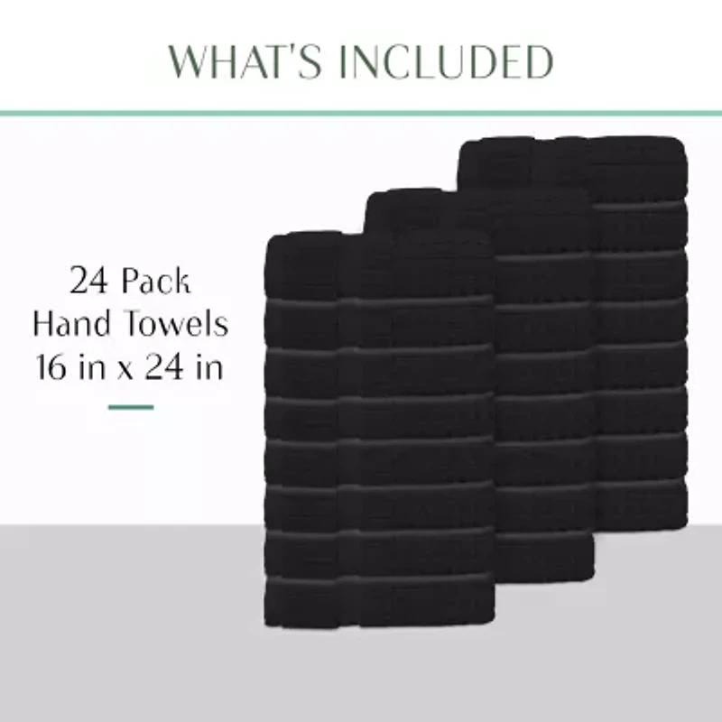 Home Weavers Inc \Nwillow Collection 630 Gsm 100% Cotton Zero Twist Hand Towels - 16x24 24-pc. Quick Dry Bath Towel Set