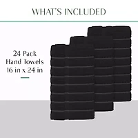 Home Weavers Inc \Nwillow Collection 630 Gsm 100% Cotton Zero Twist Hand Towels - 16x24 24-pc. Quick Dry Bath Towel Set