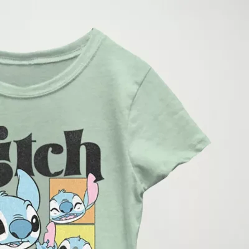 Disney Little & Big Kid Girls Crew Neck Short Sleeve Regular Fit Lilo Stitch Graphic T-Shirt