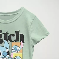 Disney Little & Big Kid Girls Crew Neck Short Sleeve Regular Fit Lilo Stitch Graphic T-Shirt