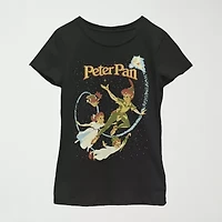 Little & Big Kid Girls Crew Neck Short Sleeve Regular Fit Peter Pan Tinker Bell Graphic T-Shirt