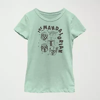The Mandalorian Little & Big Kid Girls Crew Neck Short Sleeve Regular Fit Star Wars Graphic T-Shirt