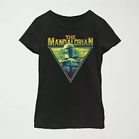 The Mandalorian Little & Big Kid Girls Crew Neck Short Sleeve Regular Fit Star Wars Graphic T-Shirt