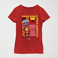 Little & Big Kid Girls Crew Neck Short Sleeve Regular Fit Marvel Moon Girl Graphic T-Shirt