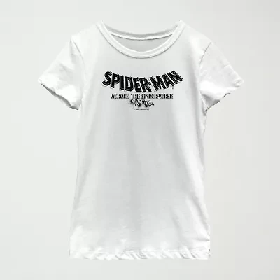 Spider-Man: Across The Spider-Verse Little & Big Kid Girls Crew Neck Short Sleeve Regular Fit Marvel Spiderman Graphic T-Shirt