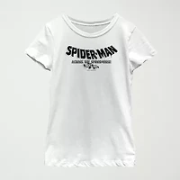 Spider-Man: Across The Spider-Verse Little & Big Kid Girls Crew Neck Short Sleeve Regular Fit Marvel Spiderman Graphic T-Shirt