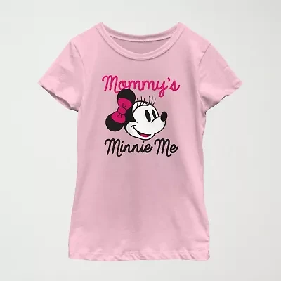 Little & Big Kid Girls Crew Neck Short Sleeve Regular Fit Minnie Mouse Graphic T-Shirt