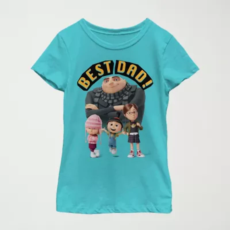 Little & Big Kid Girls Crew Neck Short Sleeve Regular Fit Despicable Me Graphic T-Shirt