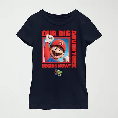 The Super Mario Bros. Movie Little & Big Kid Girls Crew Neck Short Sleeve Regular Fit Luigi Graphic T-Shirt
