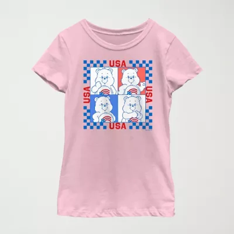 Little & Big Kid Girls Crew Neck Short Sleeve Regular Fit Care Bears Graphic T-Shirt