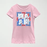 Little & Big Kid Girls Crew Neck Short Sleeve Regular Fit Care Bears Graphic T-Shirt