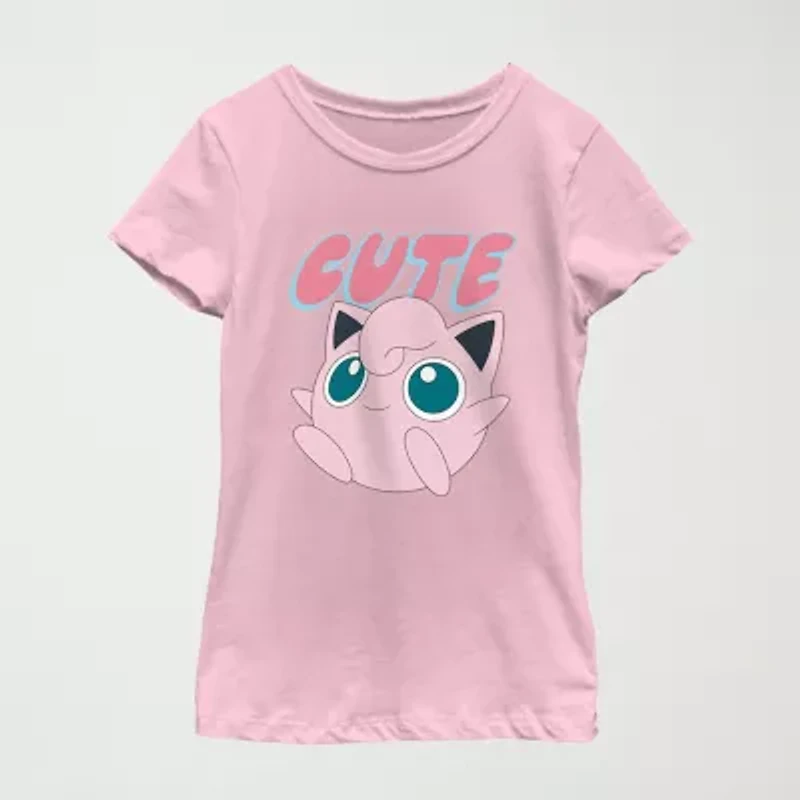 Little & Big Kid Girls Round Neck Short Sleeve Regular Fit Pokemon Graphic T-Shirt