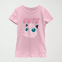 Little & Big Kid Girls Round Neck Short Sleeve Regular Fit Pokemon Graphic T-Shirt