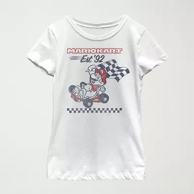 Mario Little & Big Kid Girls Round Neck Short Sleeve Regular Fit Graphic T-Shirt
