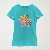Little & Big Kid Girls Round Neck Short Sleeve Regular Fit Nintendo Graphic T-Shirt