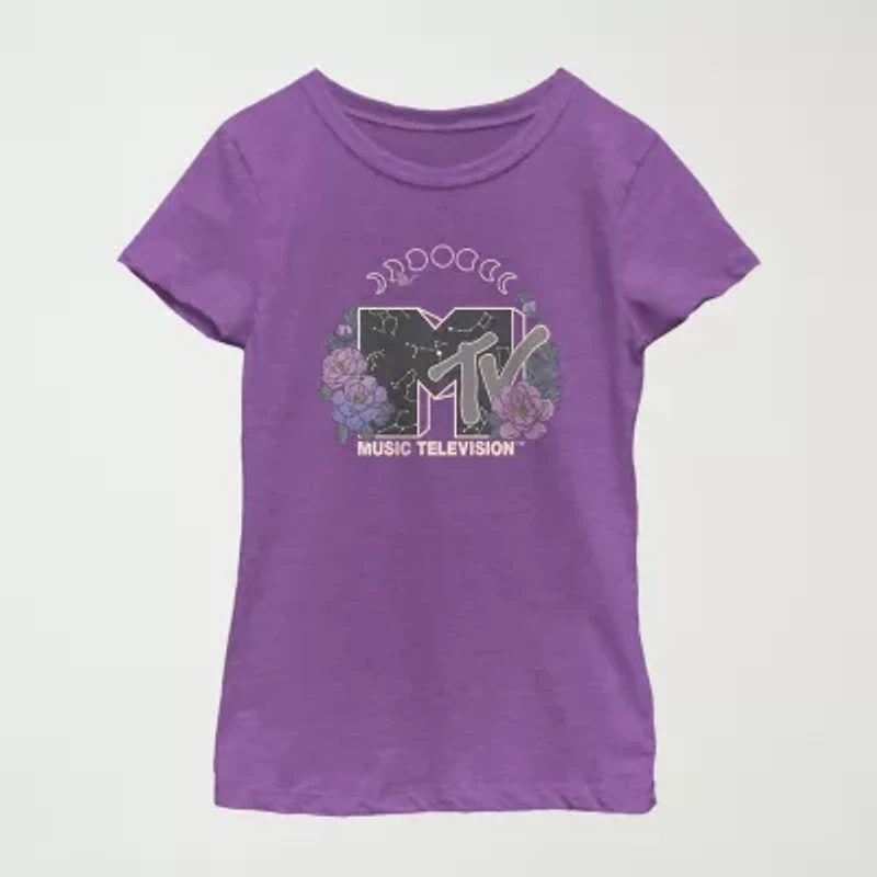 Big Kid Girls Round Neck Short Sleeve Regular Fit MTV Graphic T-Shirt