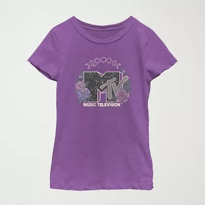 Big Kid Girls Round Neck Short Sleeve Regular Fit MTV Graphic T-Shirt