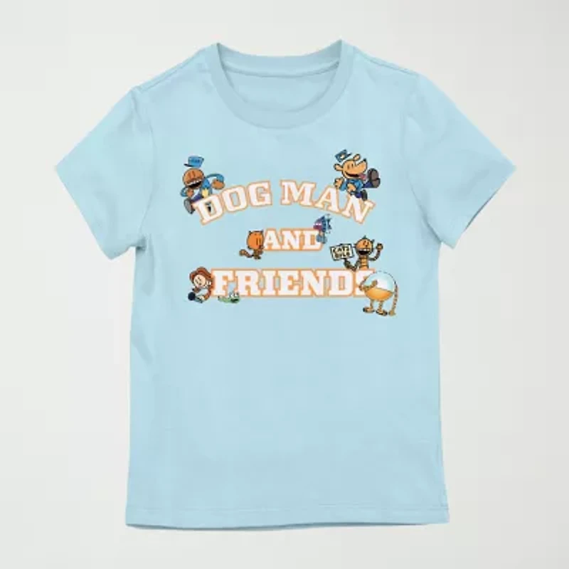 Dogman Little & Big Kid Girls Round Neck Short Sleeve Regular Fit Graphic T-Shirt
