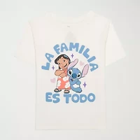 Little & Big Kid Girls Crew Neck Short Sleeve Regular Fit Lilo Stitch Graphic T-Shirt